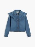 Blue Regular Fit Ruffle Denim Shirt  Women