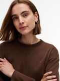 Καφέ Άνετο Μακρυμάνικο T-Shirt Με Interlock Πλέξη  Γυναίκες