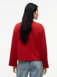 Κόκκινο Άνετο Μακρυμάνικο T-Shirt Με Interlock Πλέξη  Γυναίκες