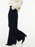 Blue Pleated Twill Wide Leg Trousers  Women