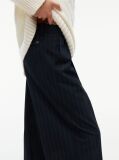 Blue Pleated Twill Wide Leg Trousers  Women