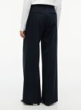 Blue Pleated Twill Wide Leg Trousers  Women