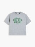 Γκρι Άνετο Βαμβακερό T-Shirt Με Λογότυπο  Γυναίκες