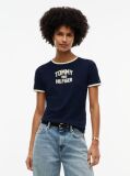Μπλε Slim T-Shirt Με Varsity Λογότυπο  Γυναίκες