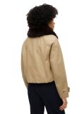 Brown Faux Fur Collar Oversized Bomber Jacket  Women