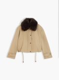 Brown Faux Fur Collar Oversized Bomber Jacket  Women