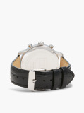 Black Black Ionic-Plated Leather Strap Watch  Men
