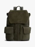 Green Soft Suede Logo Flap Backpack  Men
