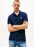 Blue Tommy Badge Pique Polo Shirt  Men