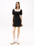 Black Voile Square Neck Mini Dress  Women
