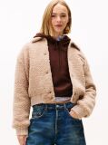 Μπεζ Varsity Teddy Bomber Τζάκετ με Λογότυπο  Γυναίκες
