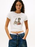 Άσπρο T-Shirt Σε Slim Γραμμή Με Σχέδιο  Γυναίκες