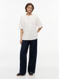 Άσπρο Oversized Βαμβακερό T-Shirt Με Ξεθωριασμένο Φινίρισμα  Γυναίκες