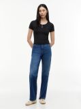 Μαύρο Henley T-Shirt Σε Στενή Γραμμή  Γυναίκες
