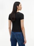 Μαύρο Henley T-Shirt Σε Στενή Γραμμή  Γυναίκες