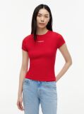 Κόκκινο T-Shirt Ribbed Με Λογότυπο Σε Στενή Γραμμή  Γυναίκες