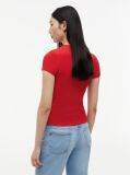 Κόκκινο T-Shirt Ribbed Με Λογότυπο Σε Στενή Γραμμή  Γυναίκες
