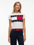 Άσπρο T-Shirt Με Λογότυπο Σημαίας  Γυναίκες
