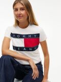 Άσπρο T-Shirt Με Λογότυπο Σημαίας  Γυναίκες