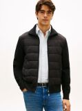 Μαύρο Smart Casual Τζάκετ Με Φερμουάρ Και Μίξη Υφών  Άνδρες