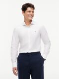 White Slim Fit Flag Embroidery Dobby Shirt  Men