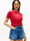 Κόκκινο Κοντομάνικο T-Shirt Σε Slim Γραμμή Με Λογότυπο  Γυναίκες