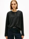Black Keyhole Cutout Relaxed Fit Blouse  Women