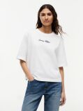 Άσπρο Άνετο T-Shirt Με Λογότυπο Και Στρογγυλή Λαιμόκοψη  Γυναίκες