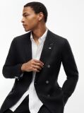 Μαύρο Smart Casual Λινό Blazer Σε Κανονική Γραμμή  Άνδρες
