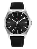 Black Stainless Steel Black Leather Strap Watch  Men