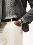 Blue Blue Dial Chronograph Chain-Link Watch  Men