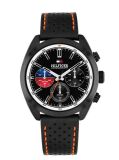 Black Black Perforated Leather Contrast Bezel Watch  Men