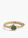 Green Green Oval Dial Gold-Plated Bracelet Watch  Women