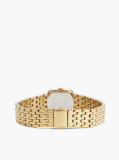 White Crystal Bezel Gold-Plated Rectangular Dial Watch  Women