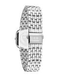 Pink Crystal Bezel Silver Rectangular Dial Watch  Women