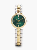 Green Green Dial Two-Tone Gold-Plated Stainless Steel Watch  Women