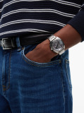 Grey Navy Dial Brown Leather Strap Watch  Men