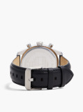 Black Black Leather Strap Chronograph Watch  Men