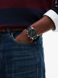 Black Black Leather Strap Chronograph Watch  Men