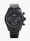 Black Black Ionic Plated Stainless Steel Chronograph Watch  Men