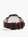 Black Black Dial Brown Leather Strap Watch  Men