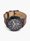Black Black Dial Brown Leather Strap Watch  Men