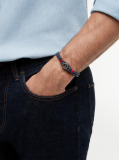 Blue Gold-Plated Nautical Charm Blue Leather Bracelet  Men