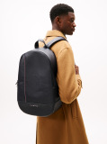 Blue Metal Logo Pebble Grain Backpack  Men