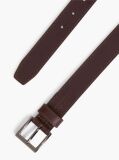 Brown Topstitch Square Buckle Leather Belt  Men