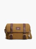 Brown Textile Buckle Flap Crossbody Messenger Bag  Men