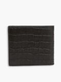 Black Croco-Print Leather Metallic Logo Bifold Wallet  Men