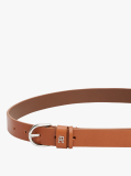 Καφέ Essential TH Monogram Δερμάτινη Ζώνη  Γυναίκες