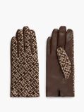Καφέ TH Monogram Jacquard Δερμάτινα Γάντια  Γυναίκες