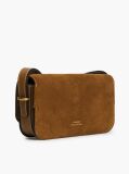Brown Logo Flap Suede Crossbody Bag  Women